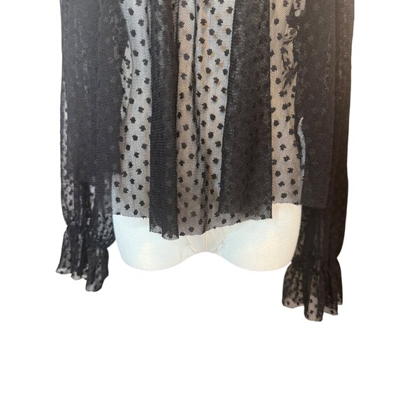 2/$30 ZARA M Black Sheer Polka Dot Blouse - Picture 13 of 16